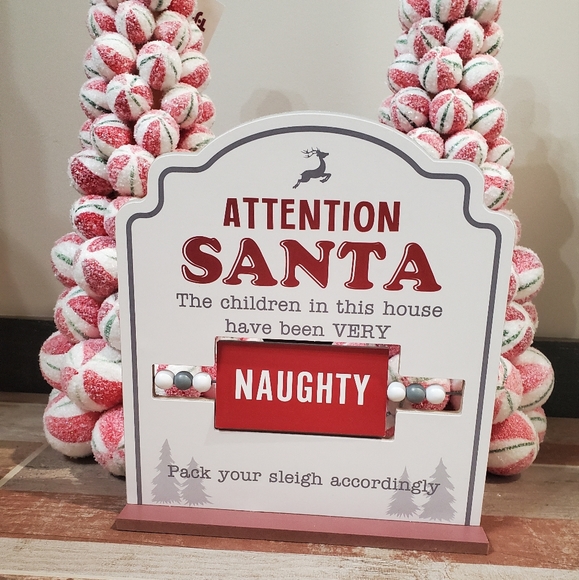 Santa Sign Naughty and Nice Decor-NWT - Picture 2 of 2
